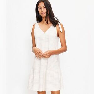 Loft Ann Taylor  Bow Strap Button Flounce Dress small nwt